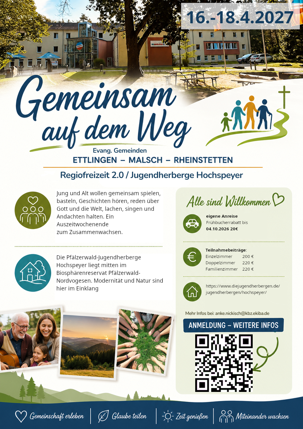 Regiofreizeit 2.0 vom 16.-18.April 2027 - jetzt anmelden! Frühbucherrabatt