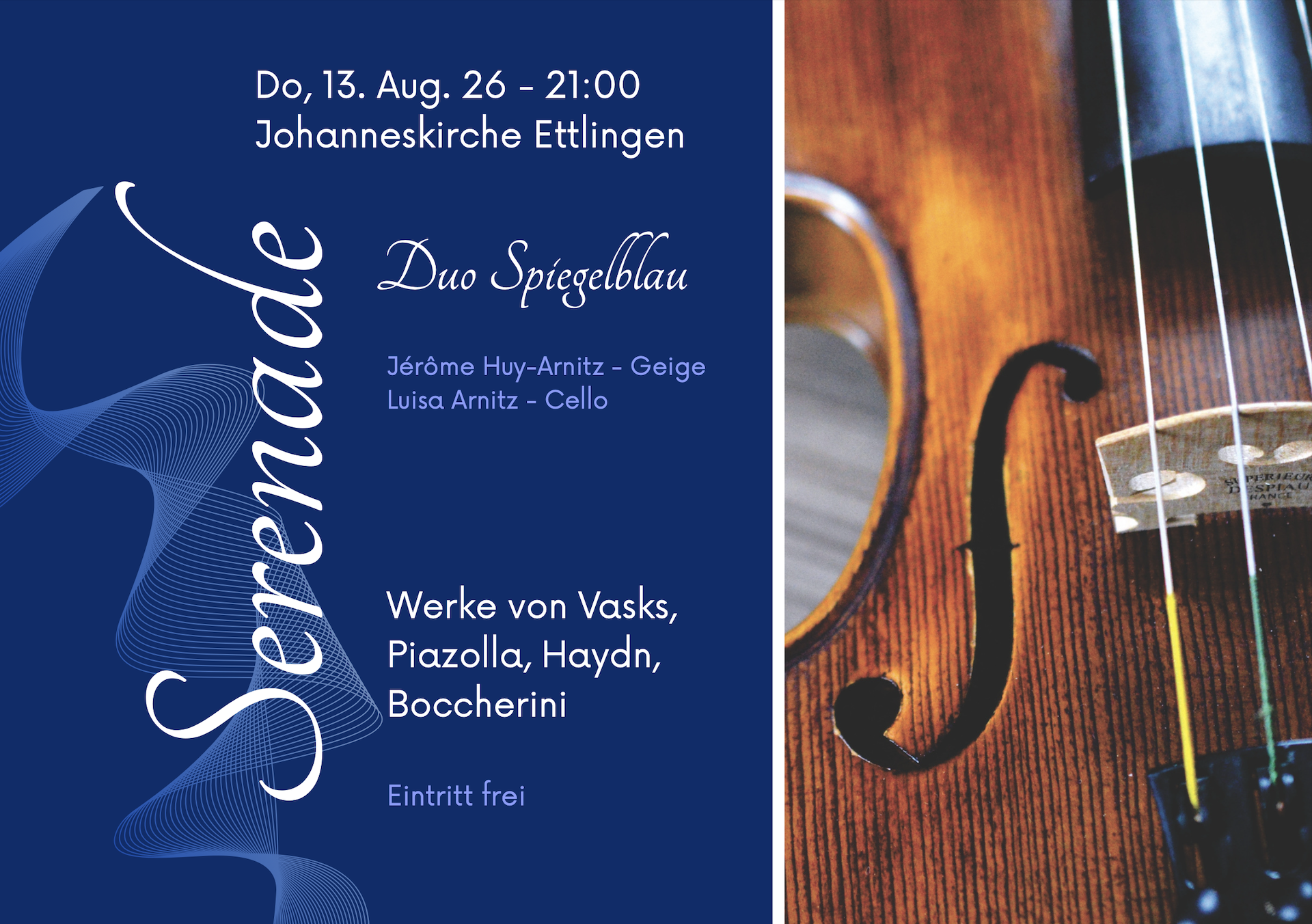 Serenade I Duo Spiegelblau I 13. August I 21 Uhr I Johanneskirche 
