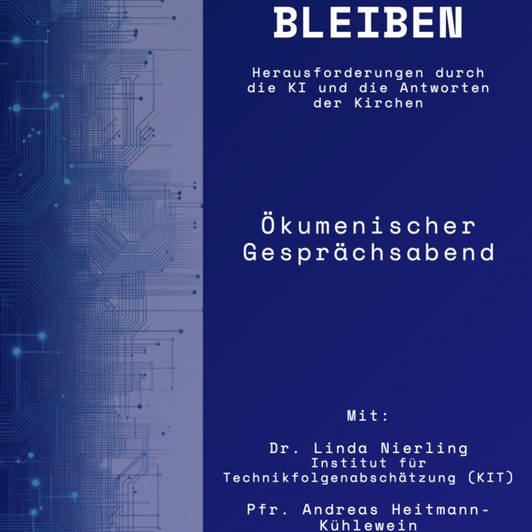 KI - Menschlich bleiben I Ökumenischer Gesprächsabend I 15. Oktober 19:30 I Gemeindezentrum Herz Jesu
